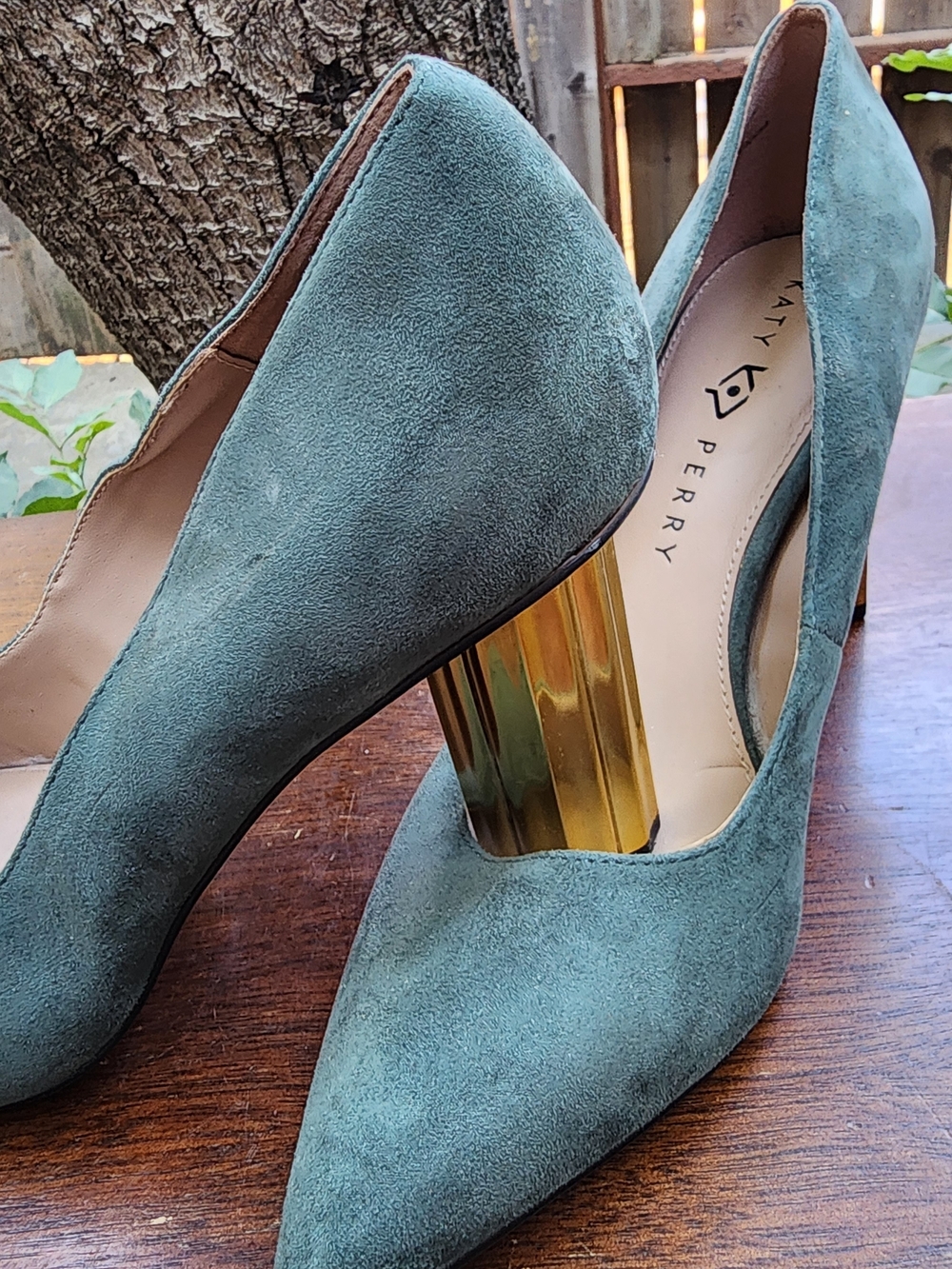 Katy Perry Delilah Suede Pointed Toe Pumps Teal Sage Green [10]
